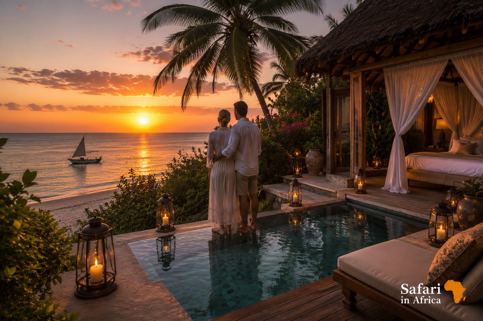 Zanzibar luxe strandvilla honeymoon Luxe strandvilla op Zanzibar als afsluiting van een safari huwelijksreis