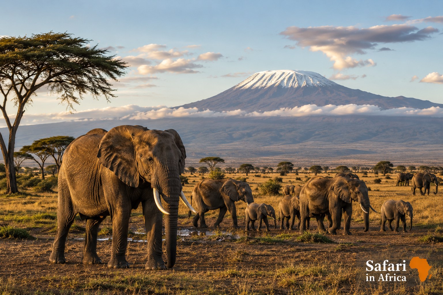 Kenia safari luxe wild en perfect op maat Hero afbeelding Kenia safari met olifanten bij Amboseli en Kilimanjaro