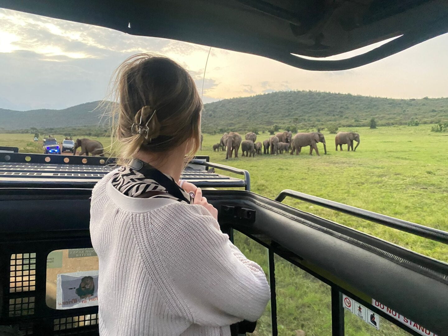 Cinthia tijdens safari in Afrika