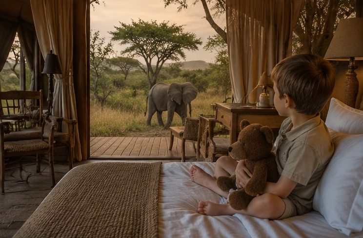 Gezin op safari in Afrika met kindvriendelijke lodgebeleving