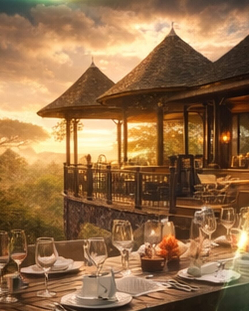 Luxe safari lodge in Afrika met uitzicht over savanne